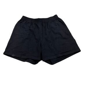 SET Black Cotton Shorts Women’s Size M Made in USA Casual Lounge‎ Elastic Waist